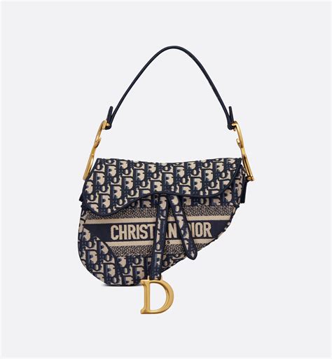 small blue dior logo saddie purse|Dior blue embroidery bags.